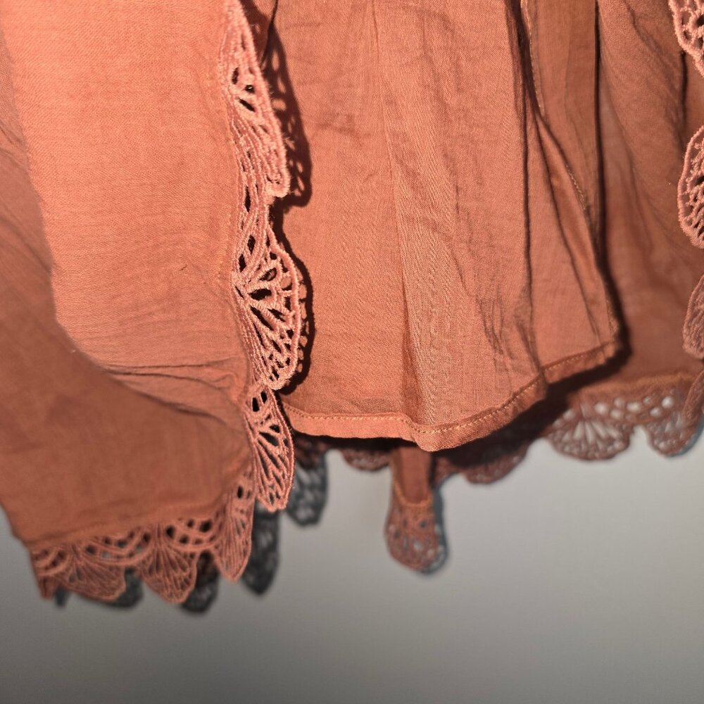 Magali Pascal Giselle Pink Nude Gauzy Seersucker Dress Sz M/8 - Picture 8 of 12